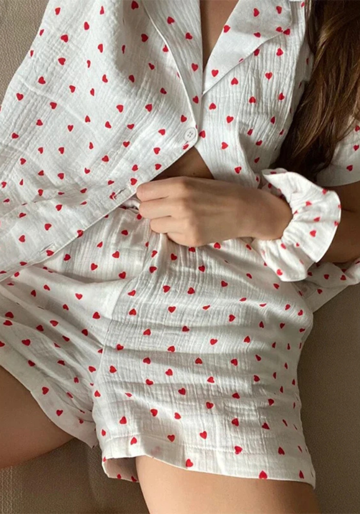 Pyjama Short Chemise Cœur Femme femme