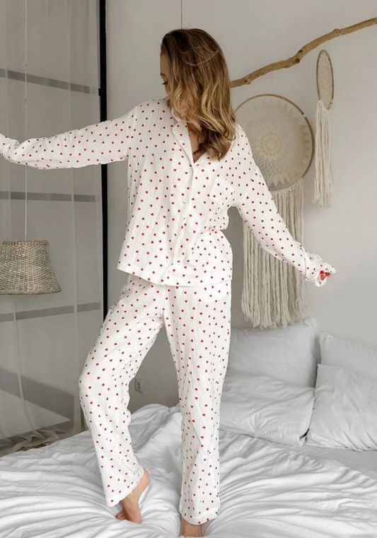 Pyjama Gaze de Coton Blanc Femme