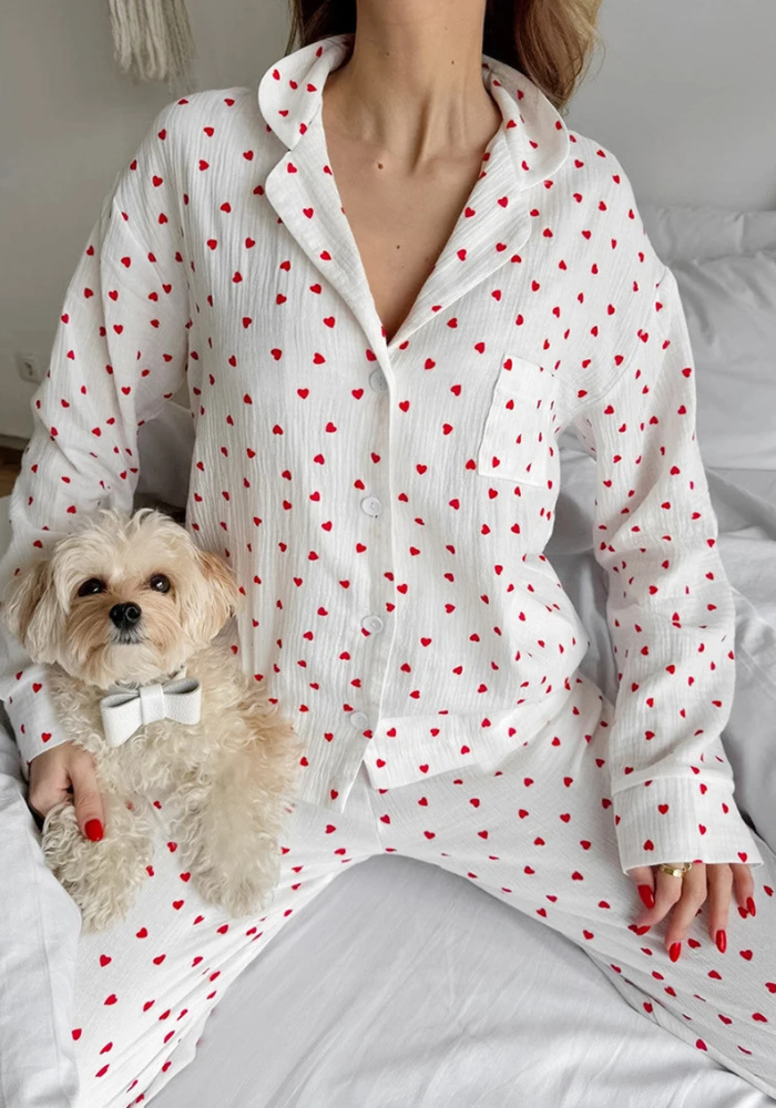 Pyjama Gaze de Coton Blanc Femme pas cher