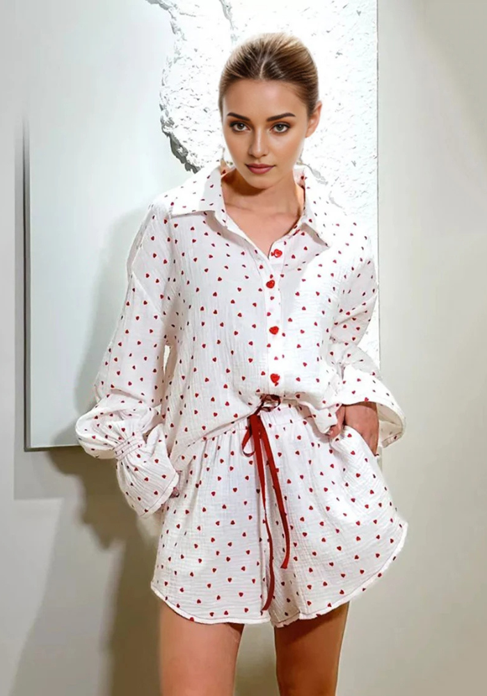 Pyjama 3 Pièces Cœur Femme