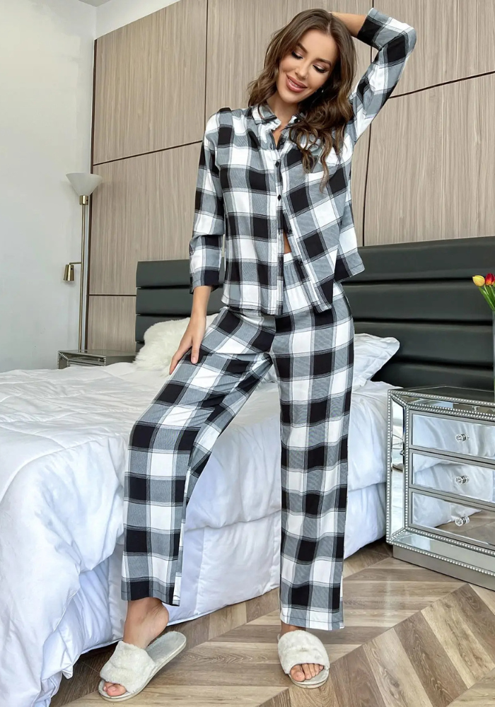 Pyjama Carreaux Chaud Femme