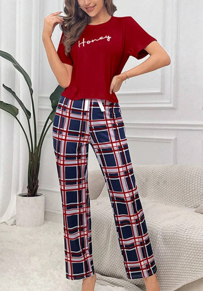 Pyjama Deux Pièces Carreaux Femme