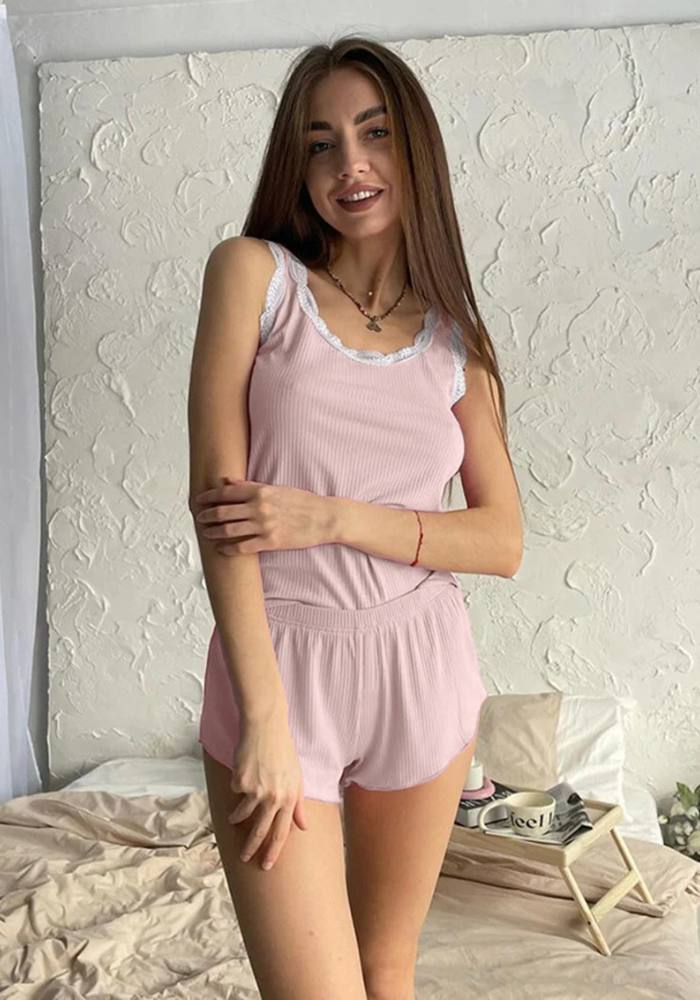 Pyjama Short et Débardeur Rose Femme