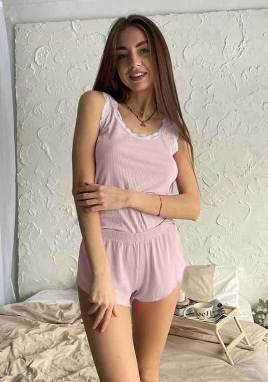 Pyjama Short et Débardeur Rose Femme