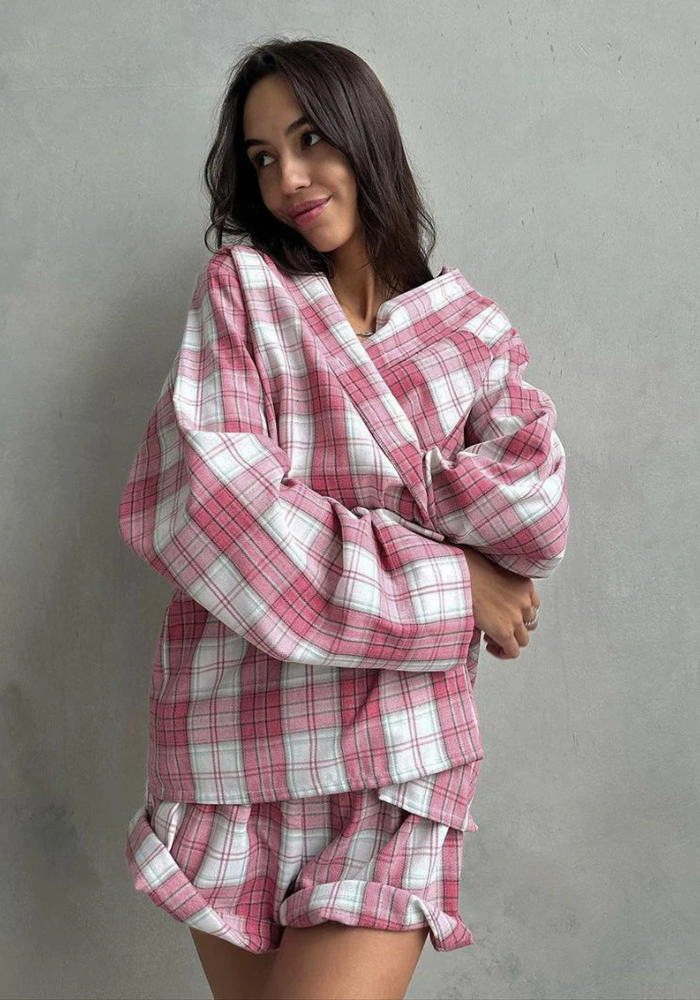 Pyjama Carreaux Rose Femme