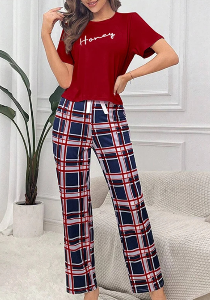 Pyjama Deux Pièces Carreaux Femme