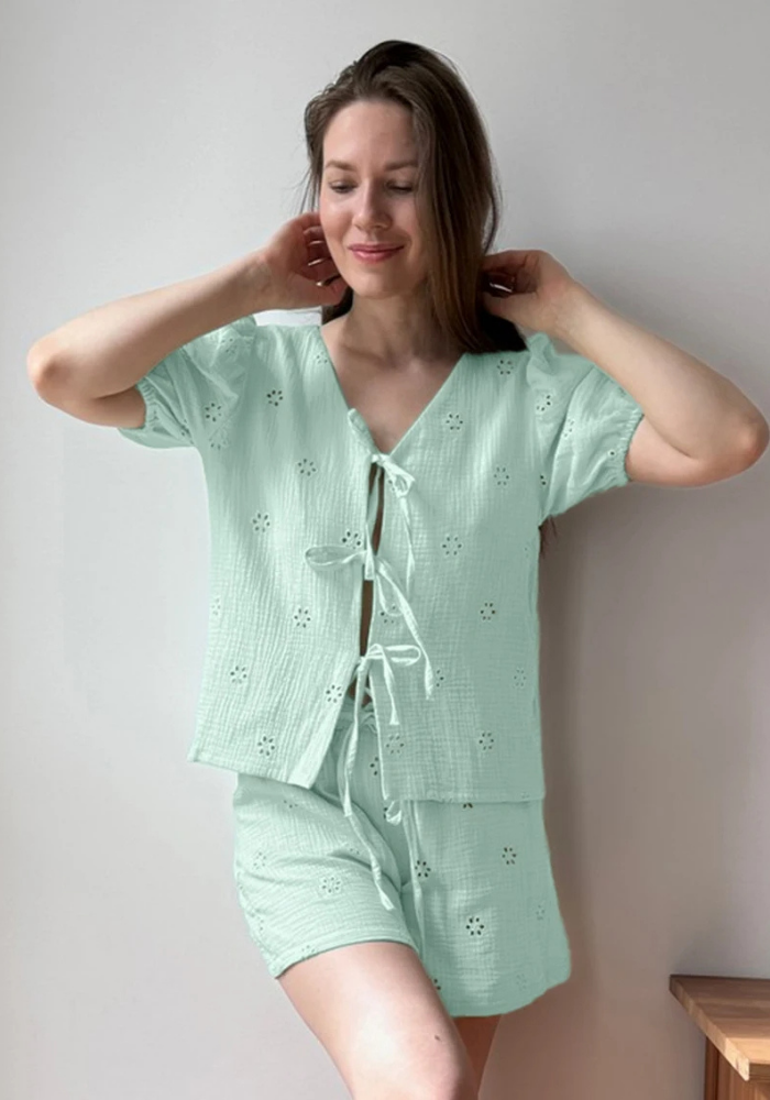 Pyjama Vert Menthe Femme