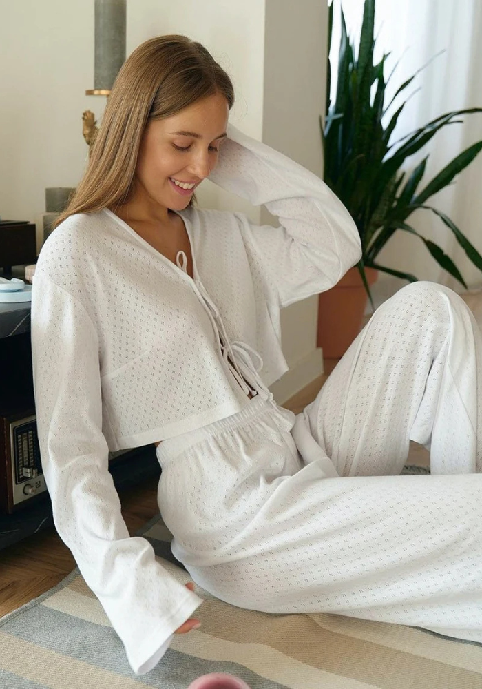 Pyjama Coton Blanc Femme