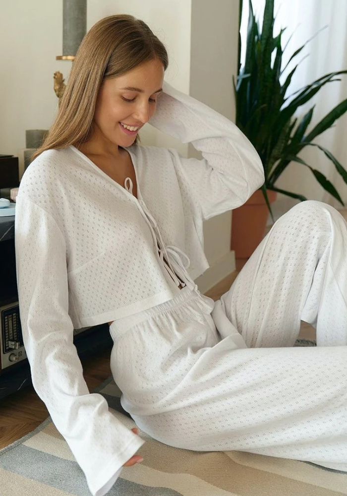 Pyjama Coton Blanc Femme