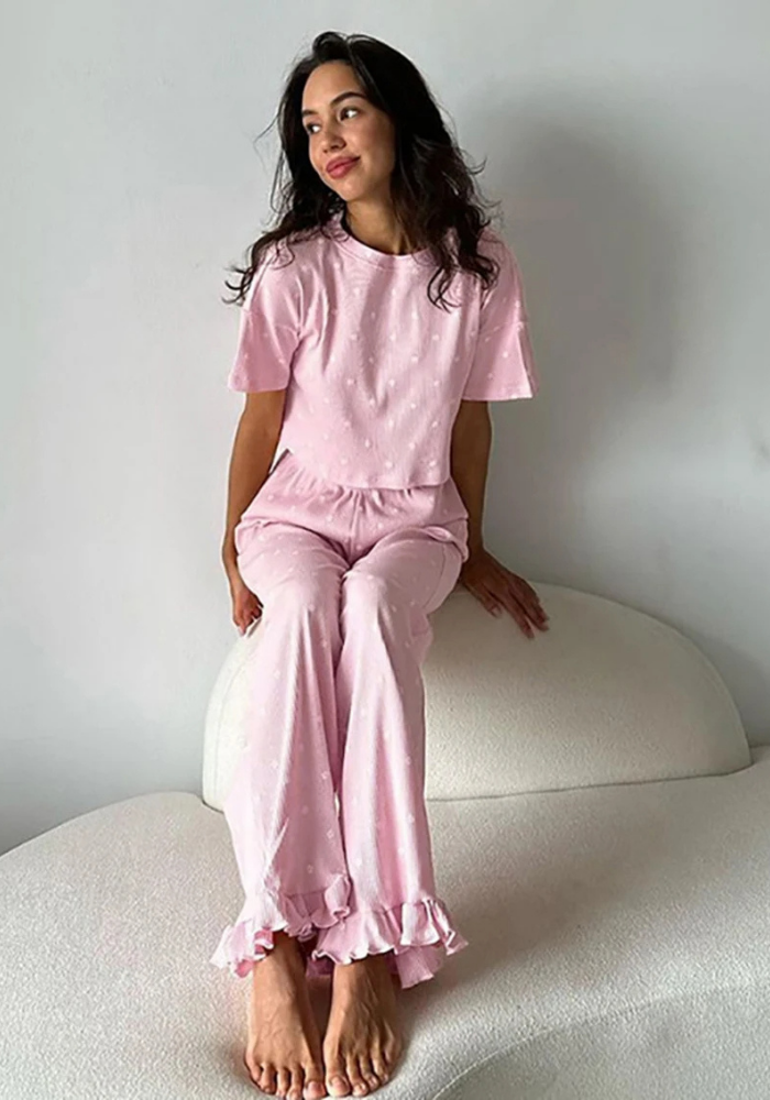 Pyjama Rose Fleuri Femme