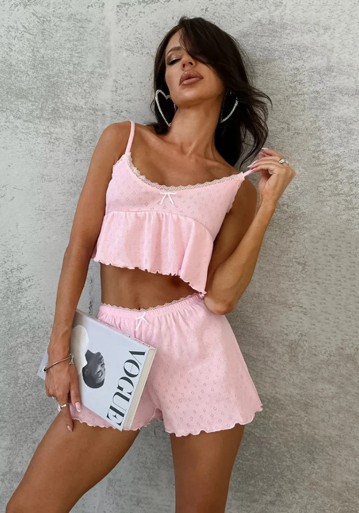 Pyjama Short Rose Mignon Femme