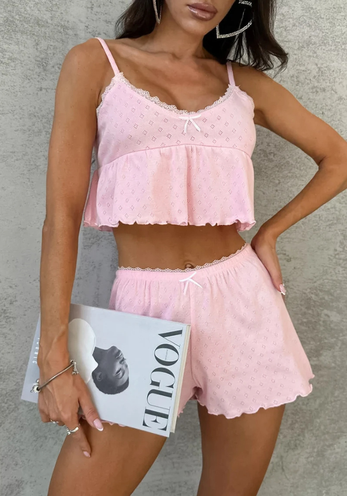 Pyjama Short Rose Mignon Femme pas cher