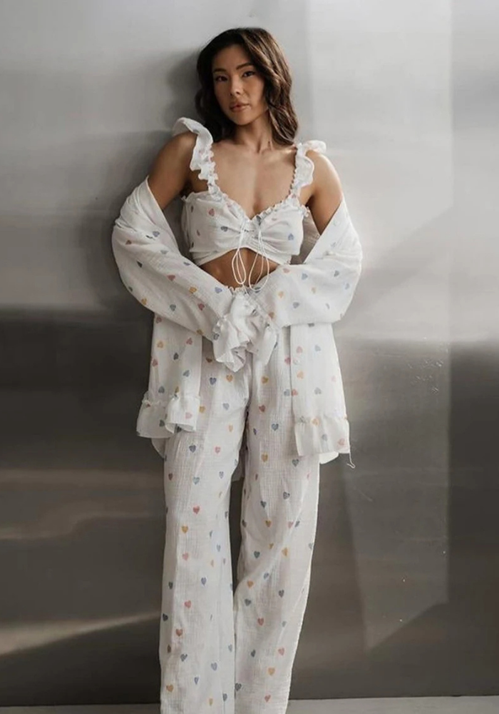 Pyjama 3 Pièces Cœur Femme