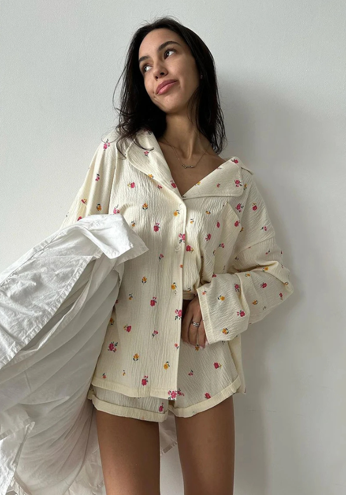 Pyjama Short Floral Femme