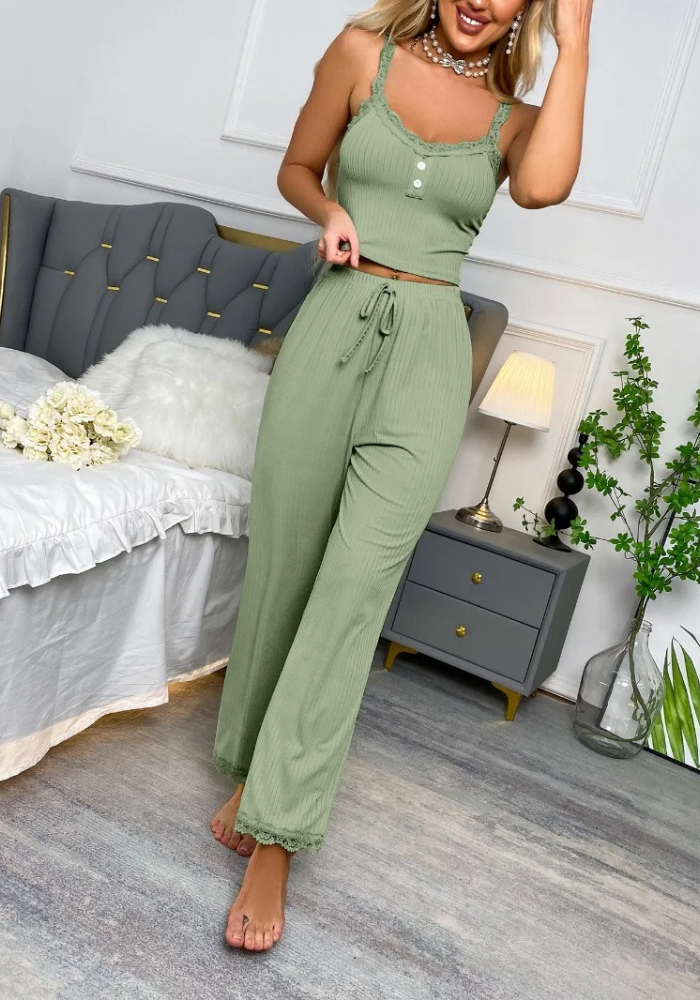 Pyjama Simple Vert Femme pas cher