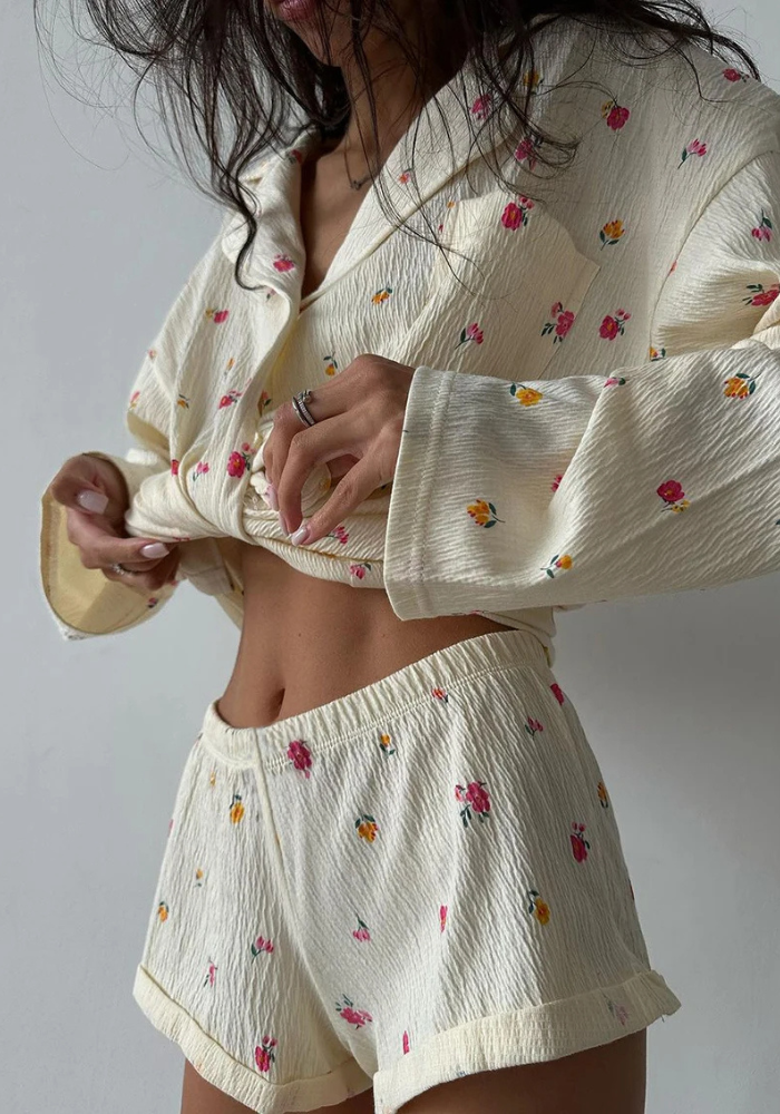 Pyjama Short Floral Femme