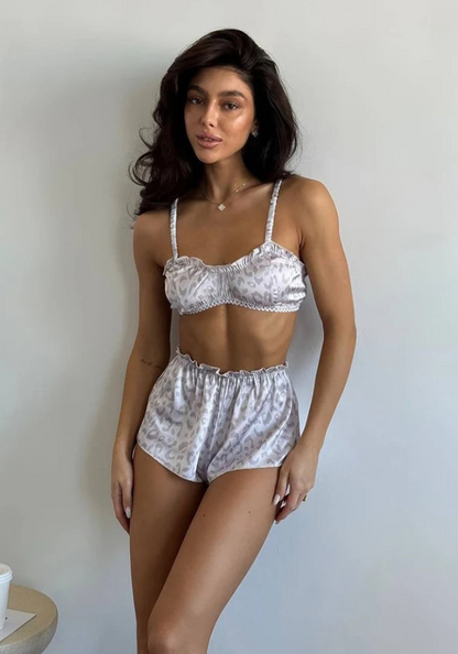 Pyjama Satin Argenté Femme