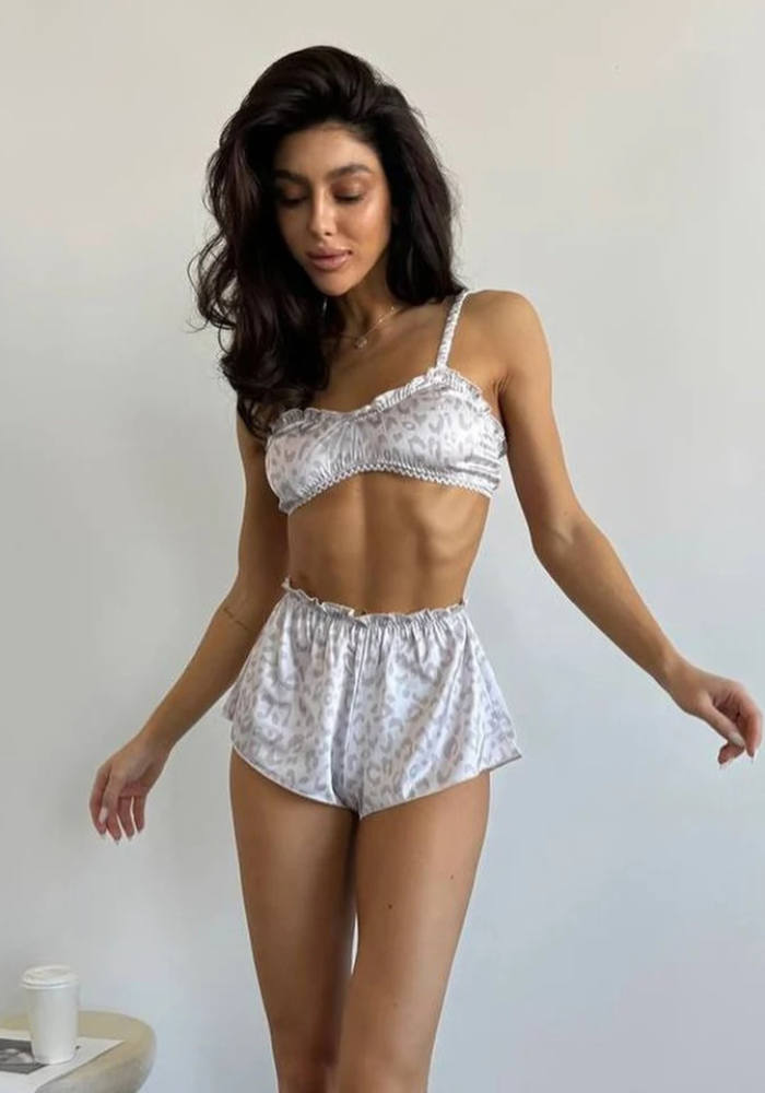 Pyjama Satin Argenté Femme