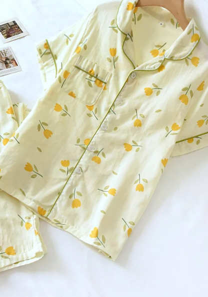 Pyjama Fleur Jaune Femme