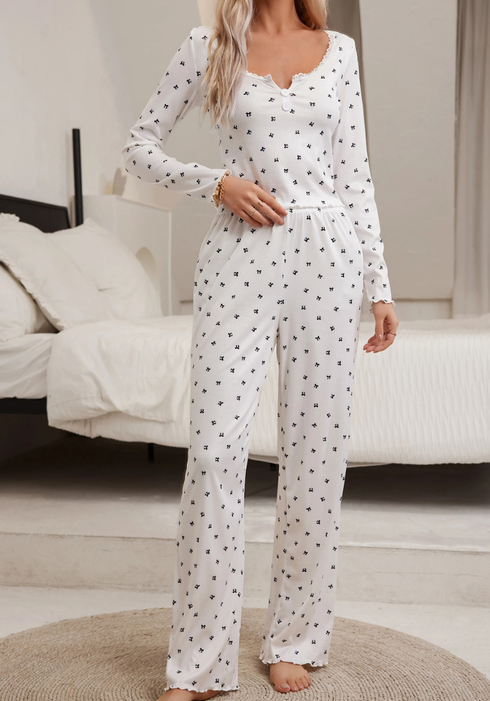 Pyjama Motif Noeud Femme