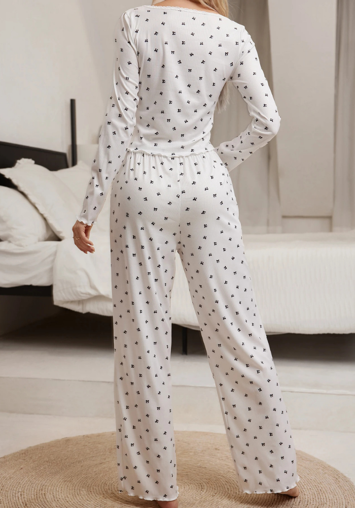 Pyjama Motif Noeud Femme pas cher