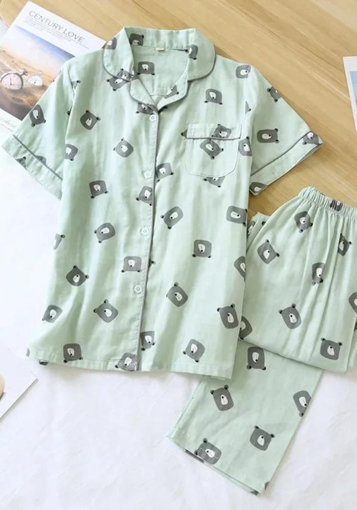 Pyjama Vert Ourson Femme