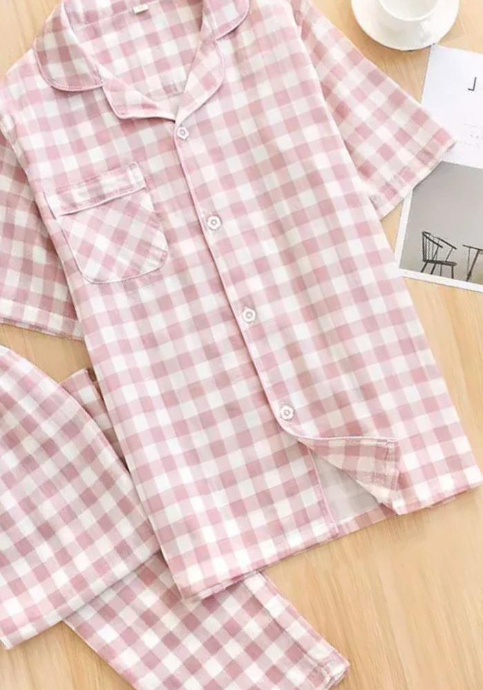 Pyjama Pantalon Vichy Rose Femme