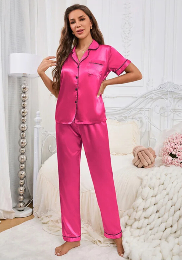 Pyjama Satin Fuchsia Femme