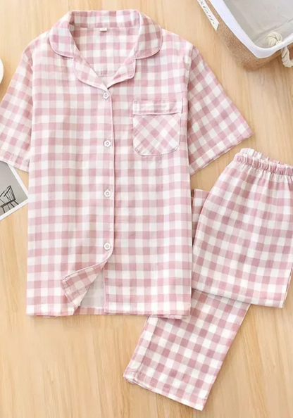 Pyjama Pantalon Vichy Rose Femme