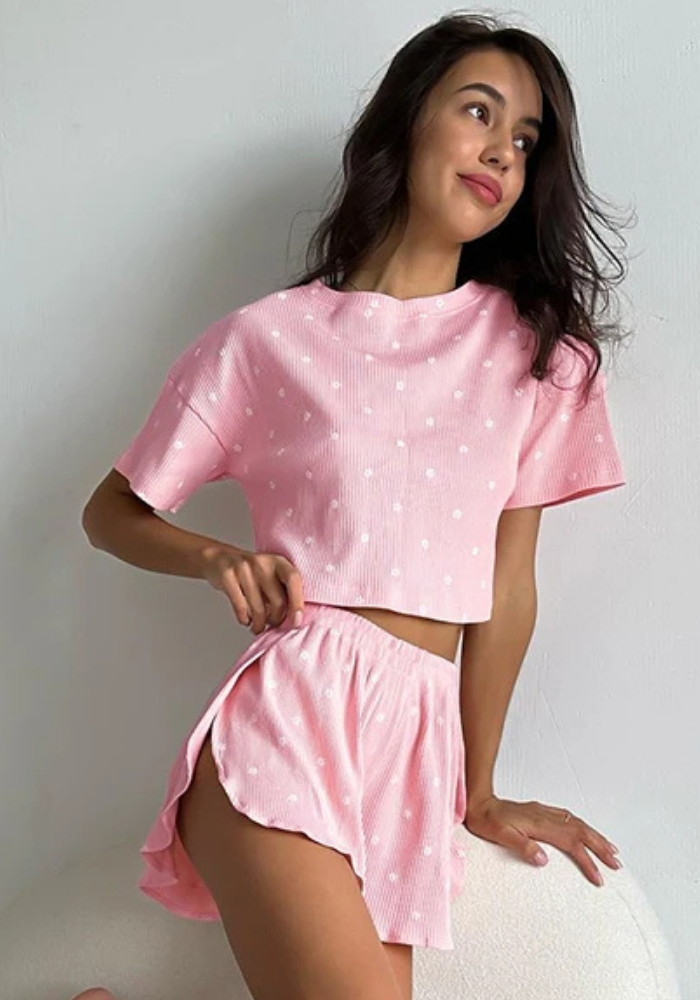 Pyjama Short Rose Femme pas cher