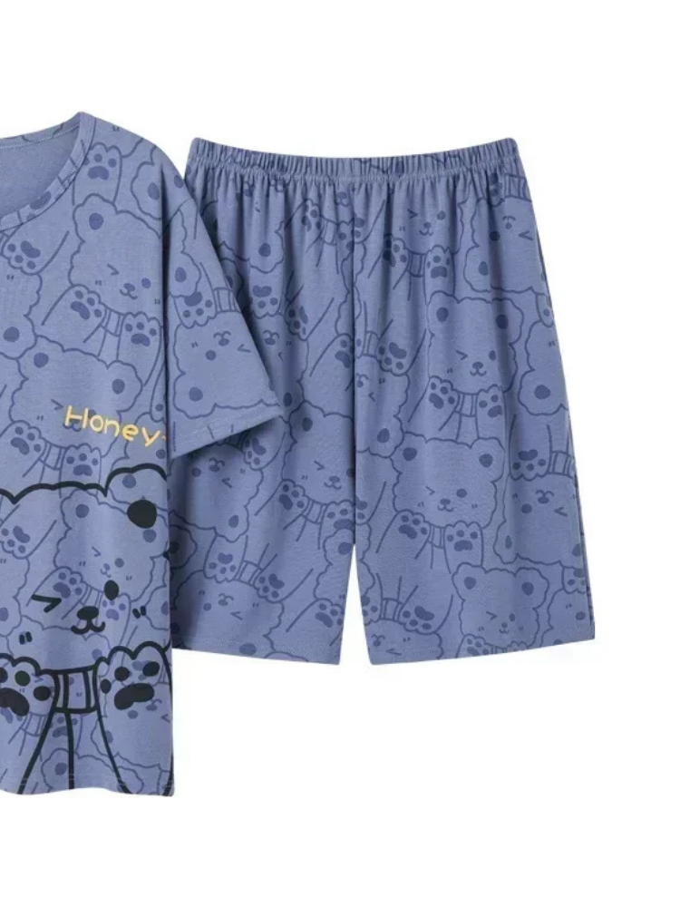 Pyjama Short bleu ours