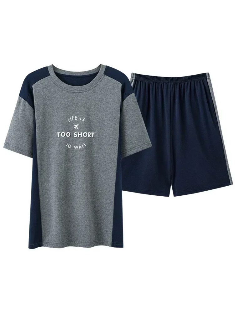 Pyjama Short Homme gris et marine