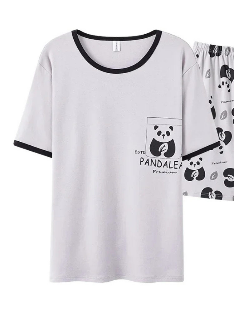 Pyjama Short Homme Panda Blanc