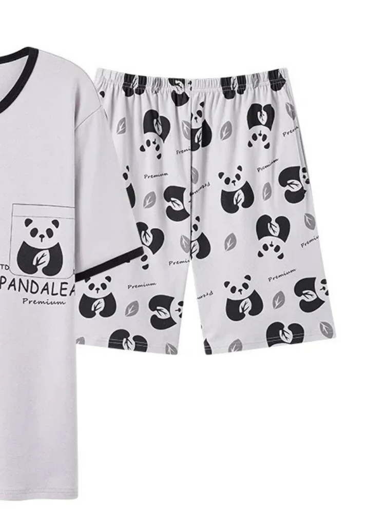 Pyjama Short Panda Blanc