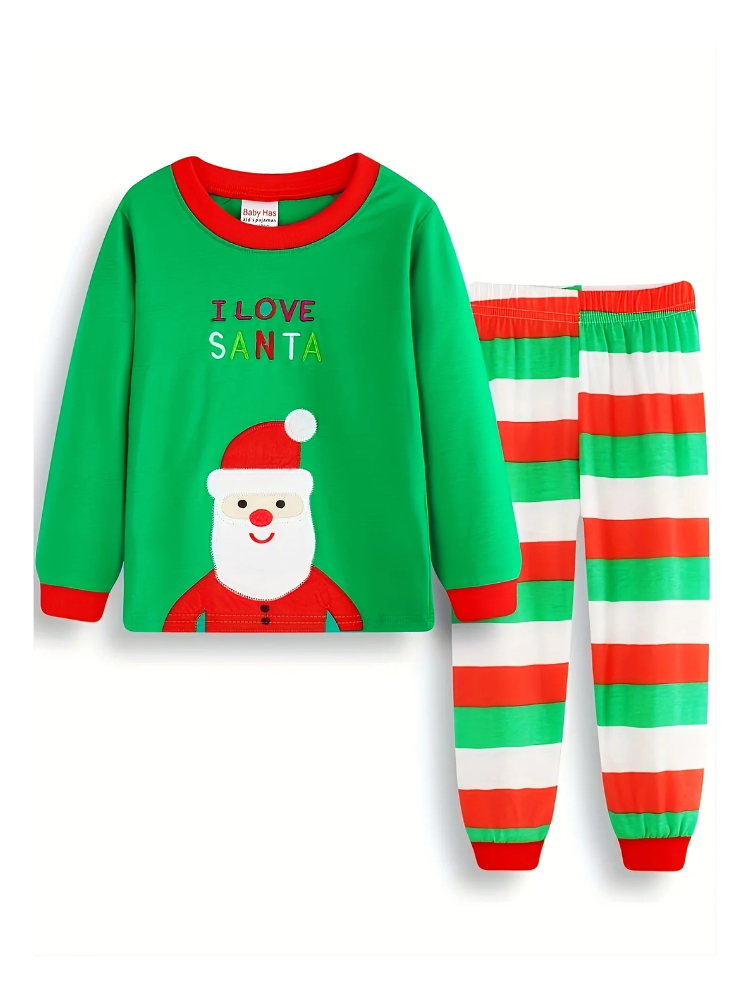 Pyjama de Noël Enfant vert pere noel