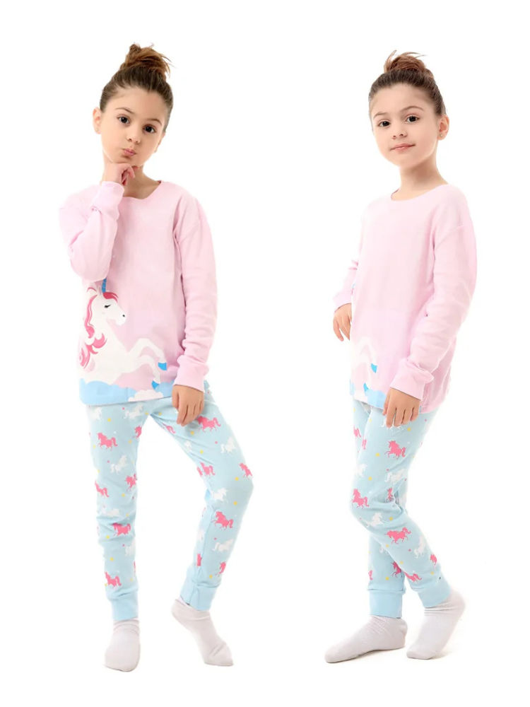 Pyjama Licorne Rose et Bleu Fille