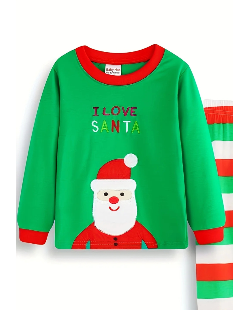 Pyjama de Noël Enfant vert pere noel