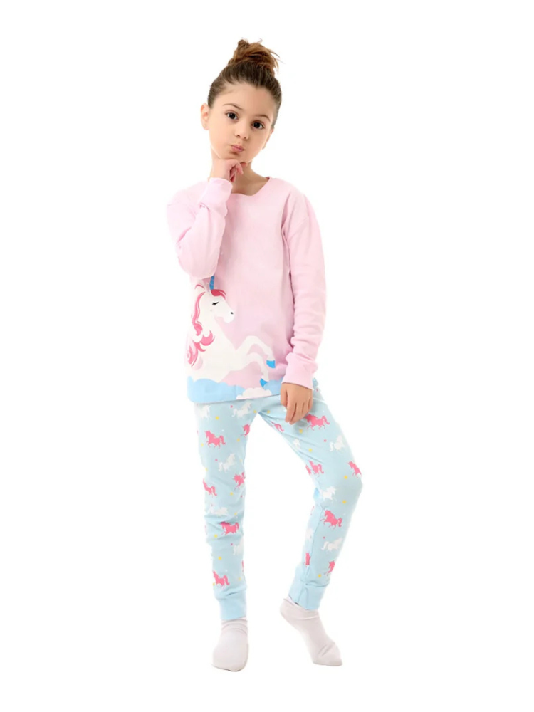 Pyjama Licorne Rose et Bleu Fille