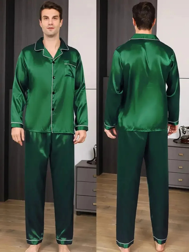 Pyjama Satin ensemble Vert