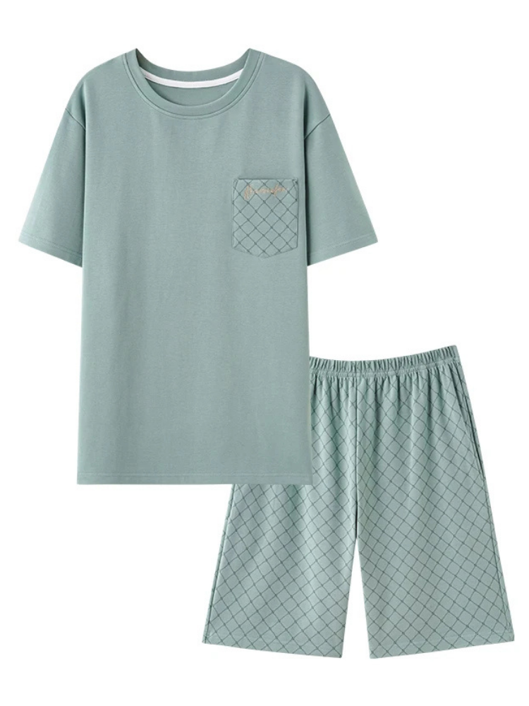 Pyjama Short Homme Vert Filet