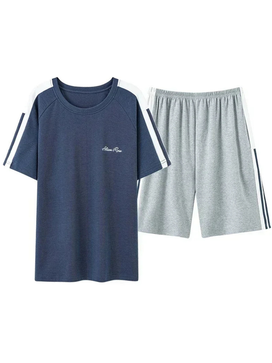 Pyjama Short Homme Bleu & Gris