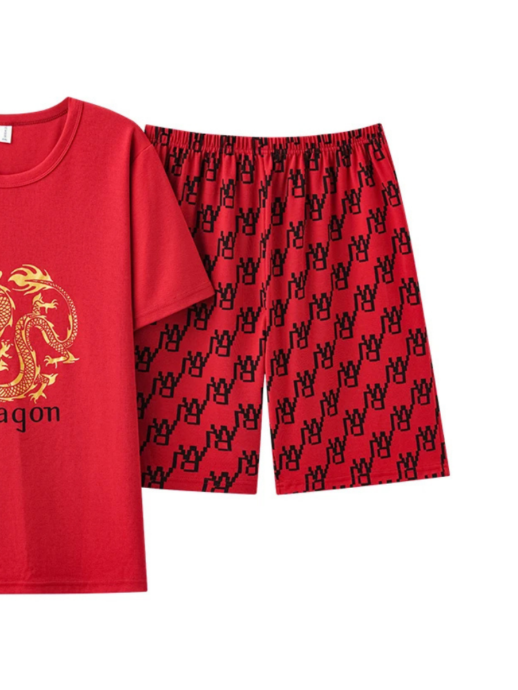 Pyjama Short Homme Dragon rouge