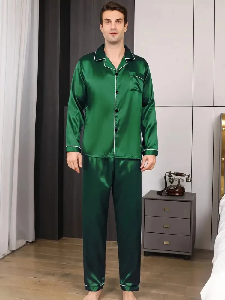 Pyjama Satin ensemble Vert