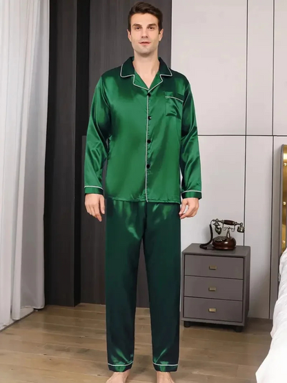 Pyjama Satin ensemble Vert