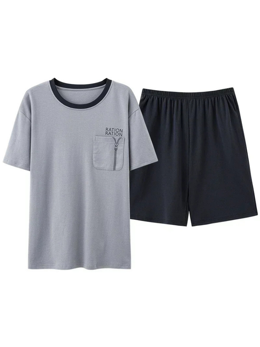 Pyjama Short Homme gris et marine