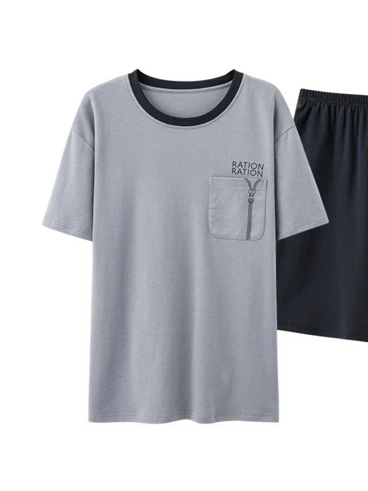 Pyjama Short Homme gris et marine