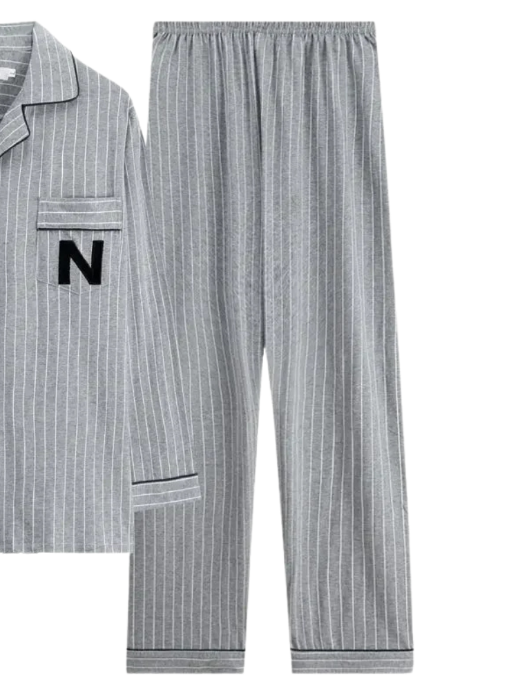 Pyjama Homme Hiver Gris rayé