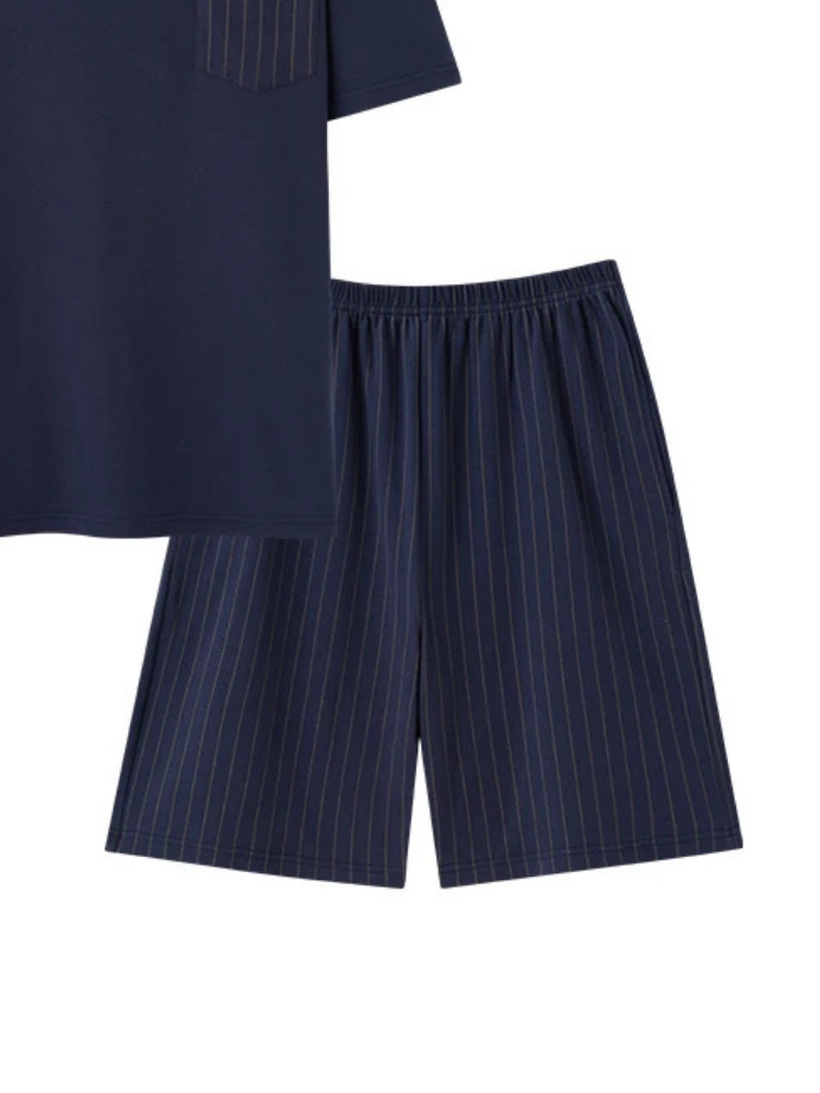 Pyjama Short Marine à Rayures